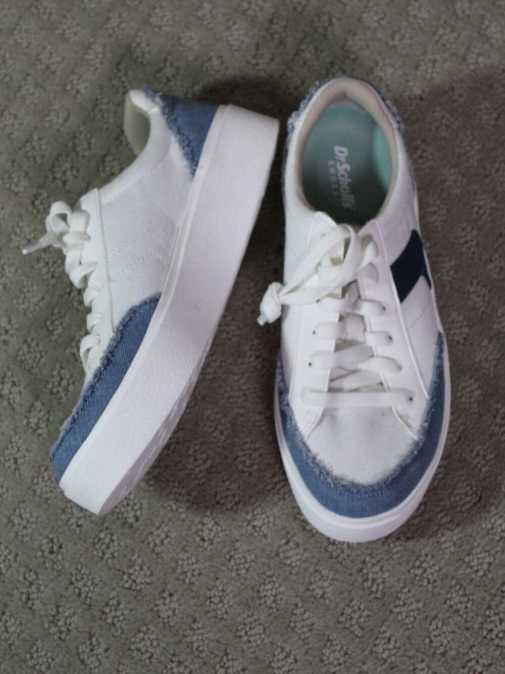 Dr. Scholl's Size 6.5M White Canvas & Denim Sneakers